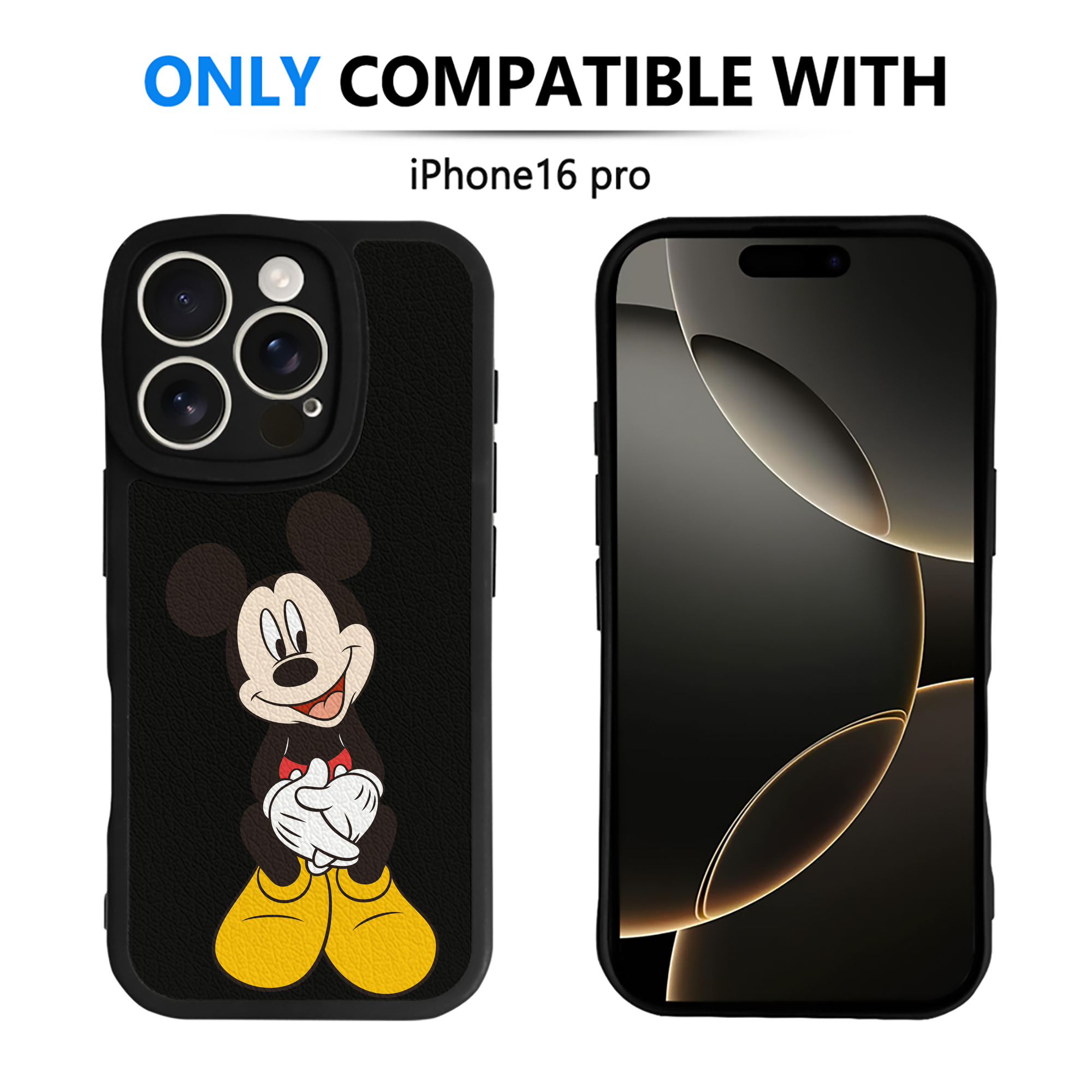 （画像用） ミッキーマウス Mickey Mouse 【iPhone 16シリーズ対応】シリコンスマホケース（レザー調） 材質：シリコン